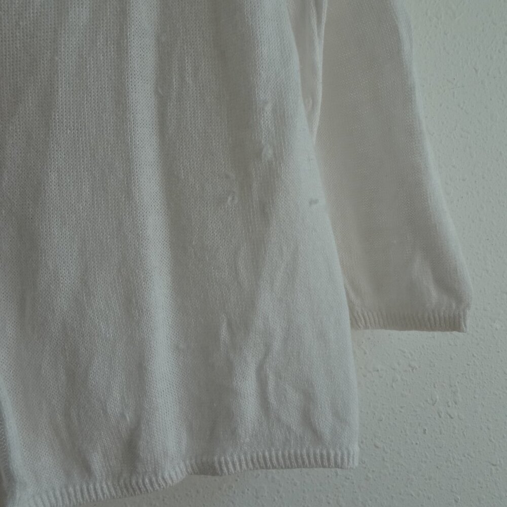 Talbots Linen Cardigan Sweater Women's Petite Plus Size 3X White Open Front - Picture 6 of 10